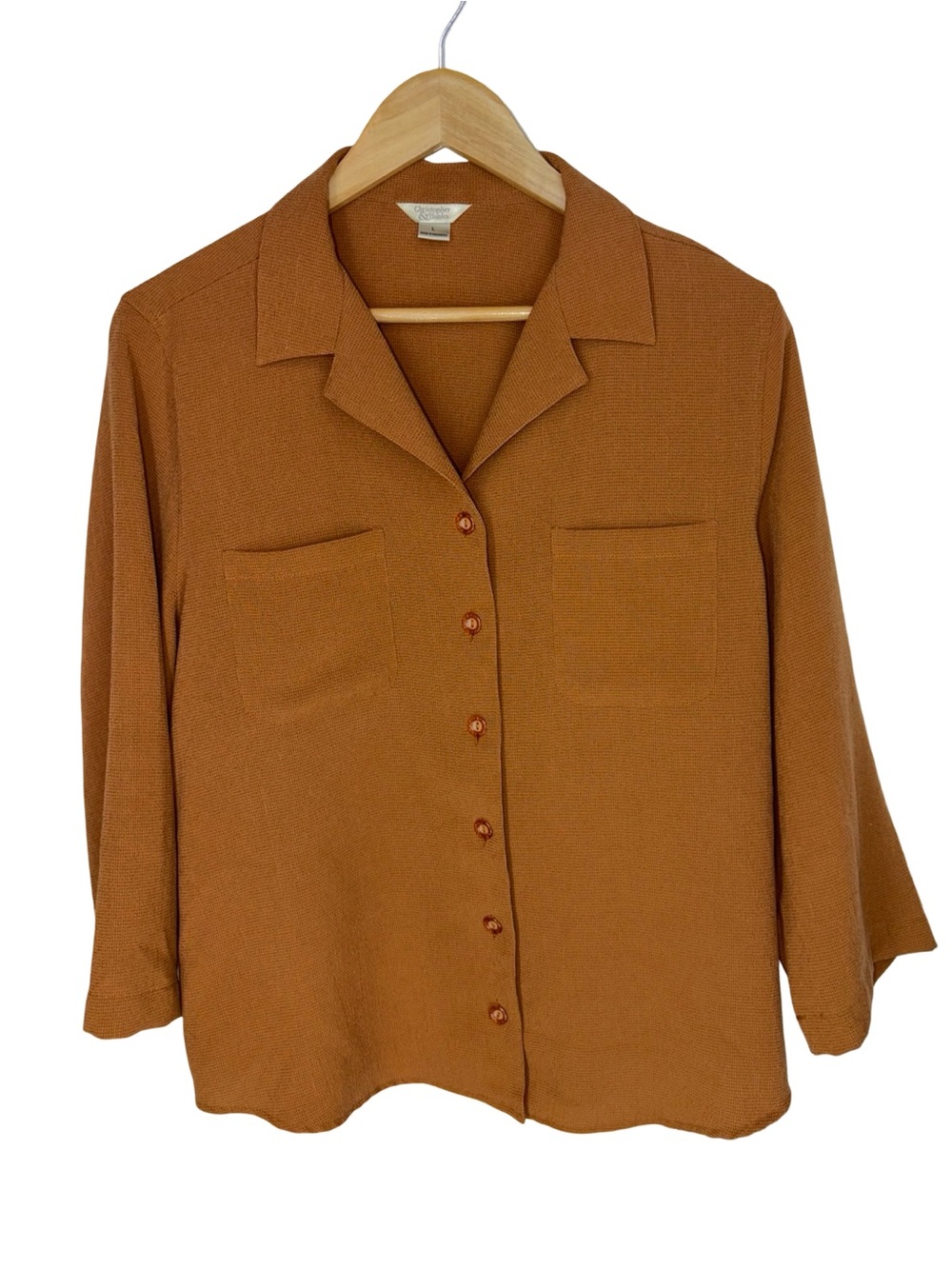 Christopher & Banks Rust Brown Button-Front Blouse large